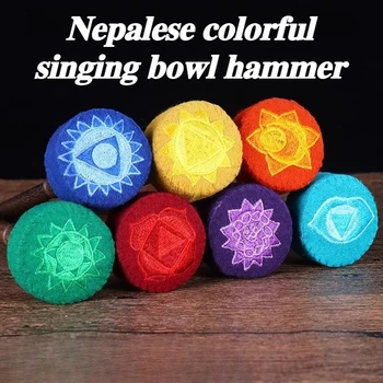Ciotole tibetane Bastone da bussare in legno Nepal Velluto fatto a mano Accessori per ciotole tibetane Ciotola sonora Martello professionale