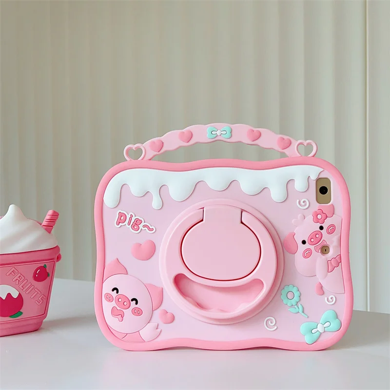 Cartoon Pig Tablet Stand Funda Case For Apple ipad10.9 12.9 9.7 Pro11 10.2 10.5 10.9 Mini6 123 Air45 Silicone Protective_voghion.com