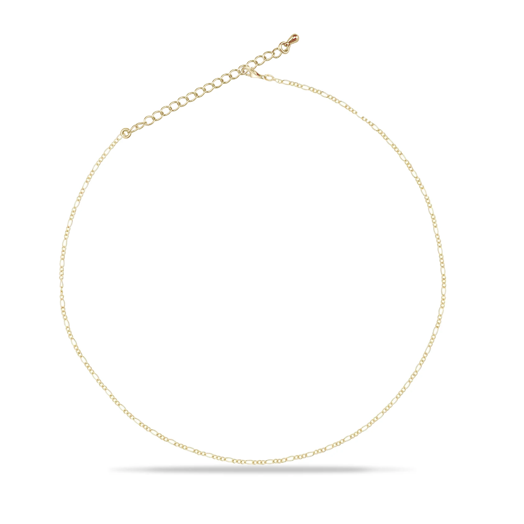 

2MM Gold-plated Brass Classic Figaro Chain Necklace 2022 New Fashion Copper Choker Women Girl Thin Simple Elegant Jewelry Gift