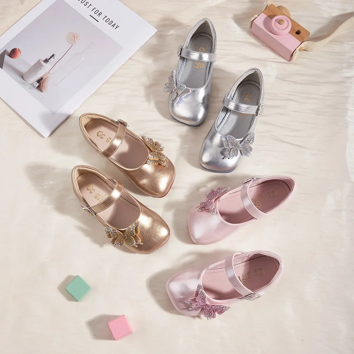 New Girls' Princess Shoes Soft Sole Fashion Bow Children's Leather Shoes Baby Kid's Casual Flats 3-10 Years Old