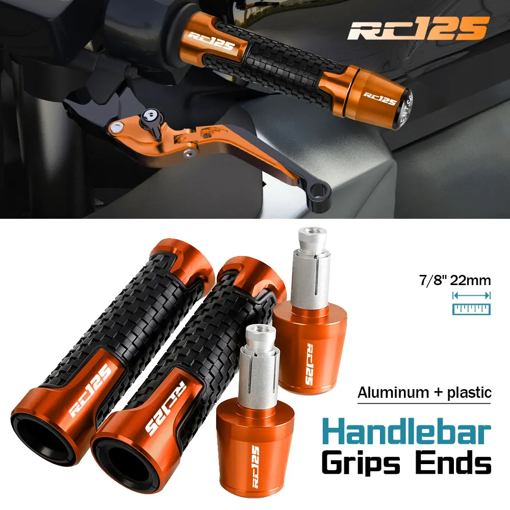 

7/8'' 22mm Motorcycle Handle Grips Handlebar Grip Ends Plug FOR RC125 2016 2017 2018 2019 2020 2021 2022 2023 rc125 rc 125