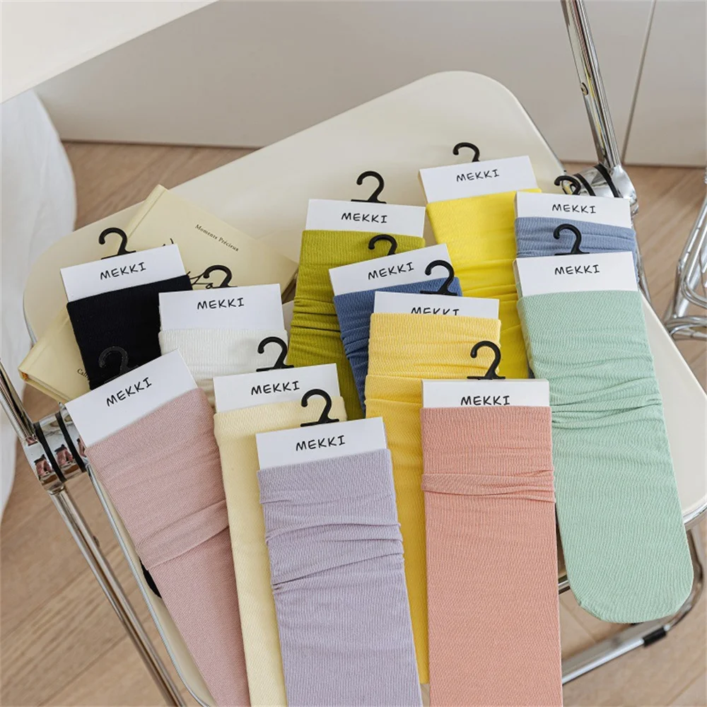 

Pure color stockings children's medium tube stockings spring and summer new products thin candy color straight board stockings