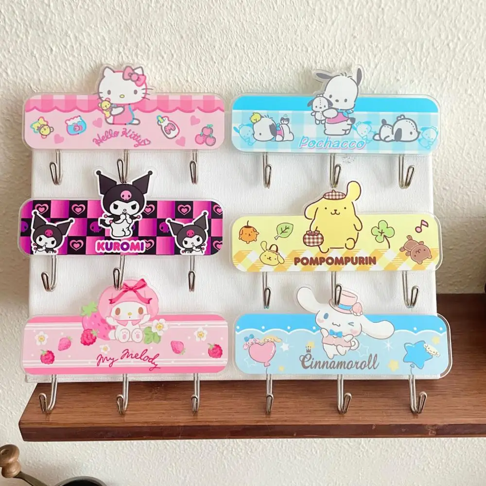 

Sanrio Sticky Hook Hellokitty My Melody Kuromi Cute Cartoon Cinnamoroll Dormitory Bedroom Kitchen Wall Hooks Accessorie Gifts