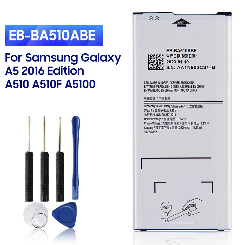 

NEW Replacement Battery EB-BA510ABE For Samsung Galaxy A5 2016 Edition A510 A510F A5100 A510M A510M/DS 2900mAh