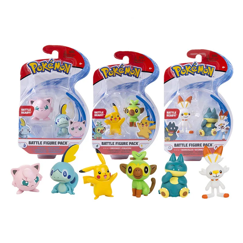 Tomy Genuine Pokemon Sword And Shield Pokeball Pet Pikachu Pikachu Grookey Jigglypuff Figure Anime Modello Giocattoli Set Scatola Regalo Per Bambini
