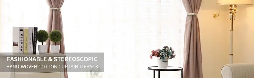 Description Picture 5 of item1Pc Handmade Magnetic Curtain Tieback Room Accessories Curtain Holder Clip Cotton Rope Strap Buckle Curtains Holdback Home Decor