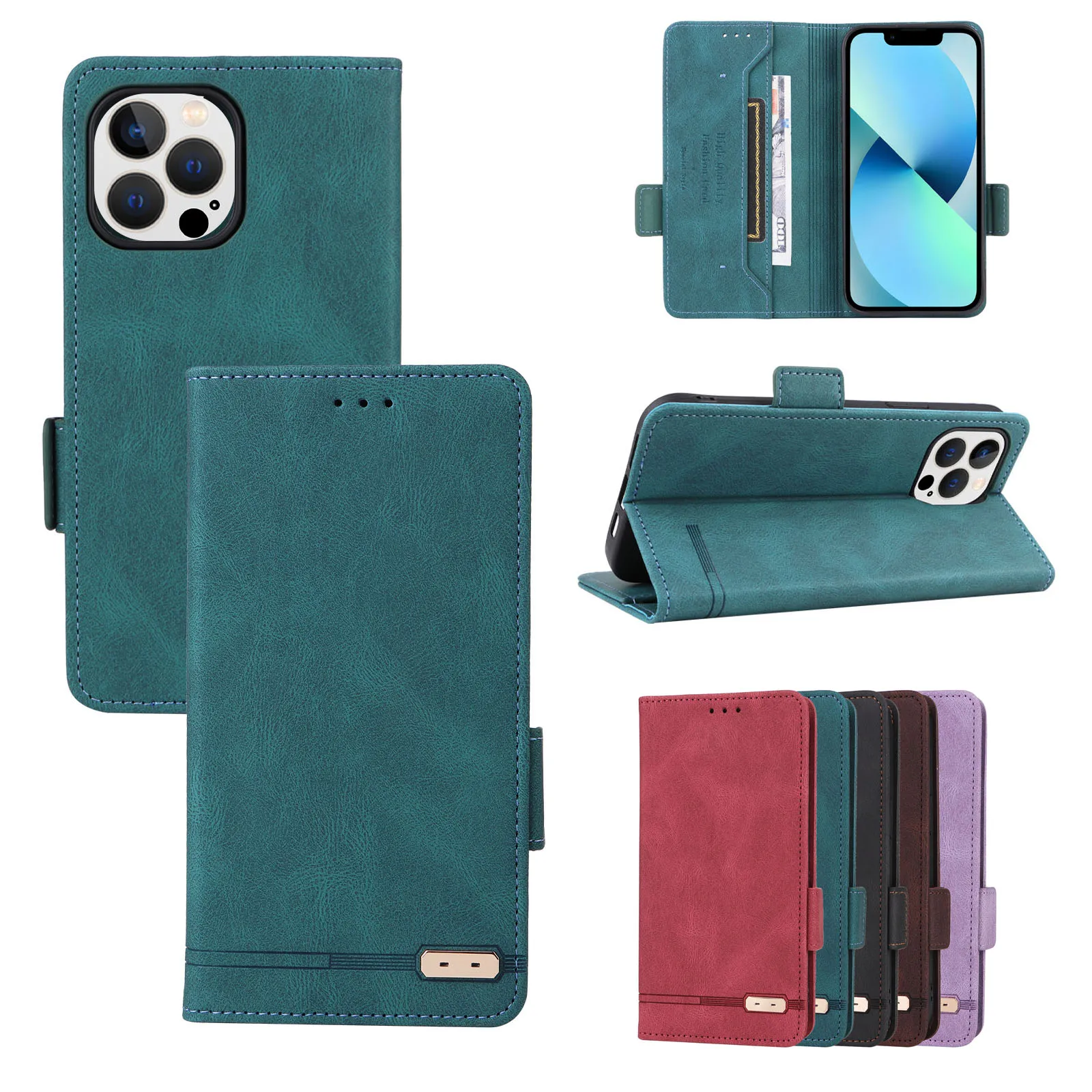 For Iphone 14 Pro Max Iphone13 Mini 12 11 Flip Case Luxury Skin Leather Wallet Book Full Cover For Iphone Se 3 7 8 Plus Bags