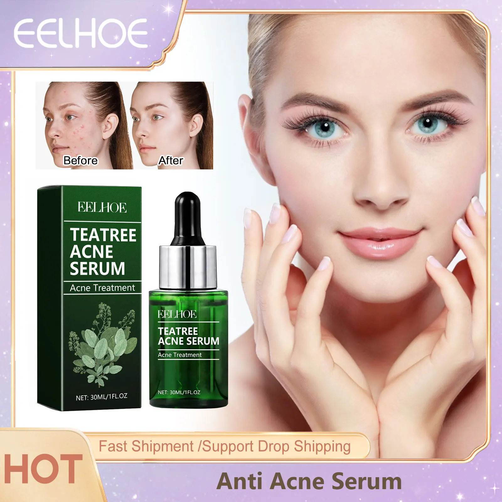 Green Tea Face Serum Acne Treatment Anti Aging Wrinkle Repair Pimple Remove Dark Spot Whitening Facial Skin Moisturizing Essence