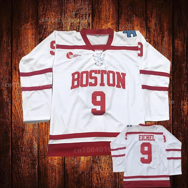 Vintage BOSTON UNIVERSITY 18 Drury Embroidery Stitched ice Hockey Jersey Youth Kids Adult Any Size And name