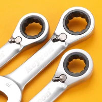 Clé à cliquet bidirectionnelle à 72 dents, 8-14mm, double usage, poignée courte, extrémité ouverte, clé combinée CR-V, clé à ouverture rapide, outils manuels 4