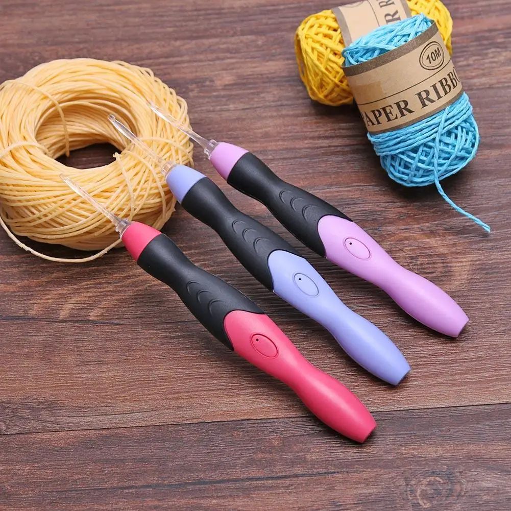 11 In 1 Useful USB LED Light Up Purple Crochet Hooks Knitting Needles Set  Weave Tool Kit Sewing Accessories Sewing Tools - AliExpress