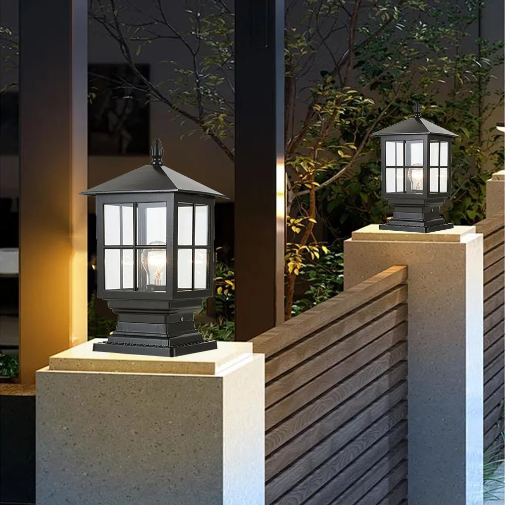 E27 Outdoor Garden Column Light Waterproof Landscape Deck Post Pillar Light Villa Pathway Fence Bollards 110V 220V