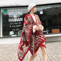 Fashionable Versatile Warm Scarf Women's Ethnic Style Yunnan Tibet Travel Clothing Summer Cashmere like Shawl Wrap Coat