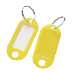 Colorful Plastic Key Tags with Card Label for Custom Keychain and Luggage Tag Organization - Pack of 10/50 Pieces (YELLOW)