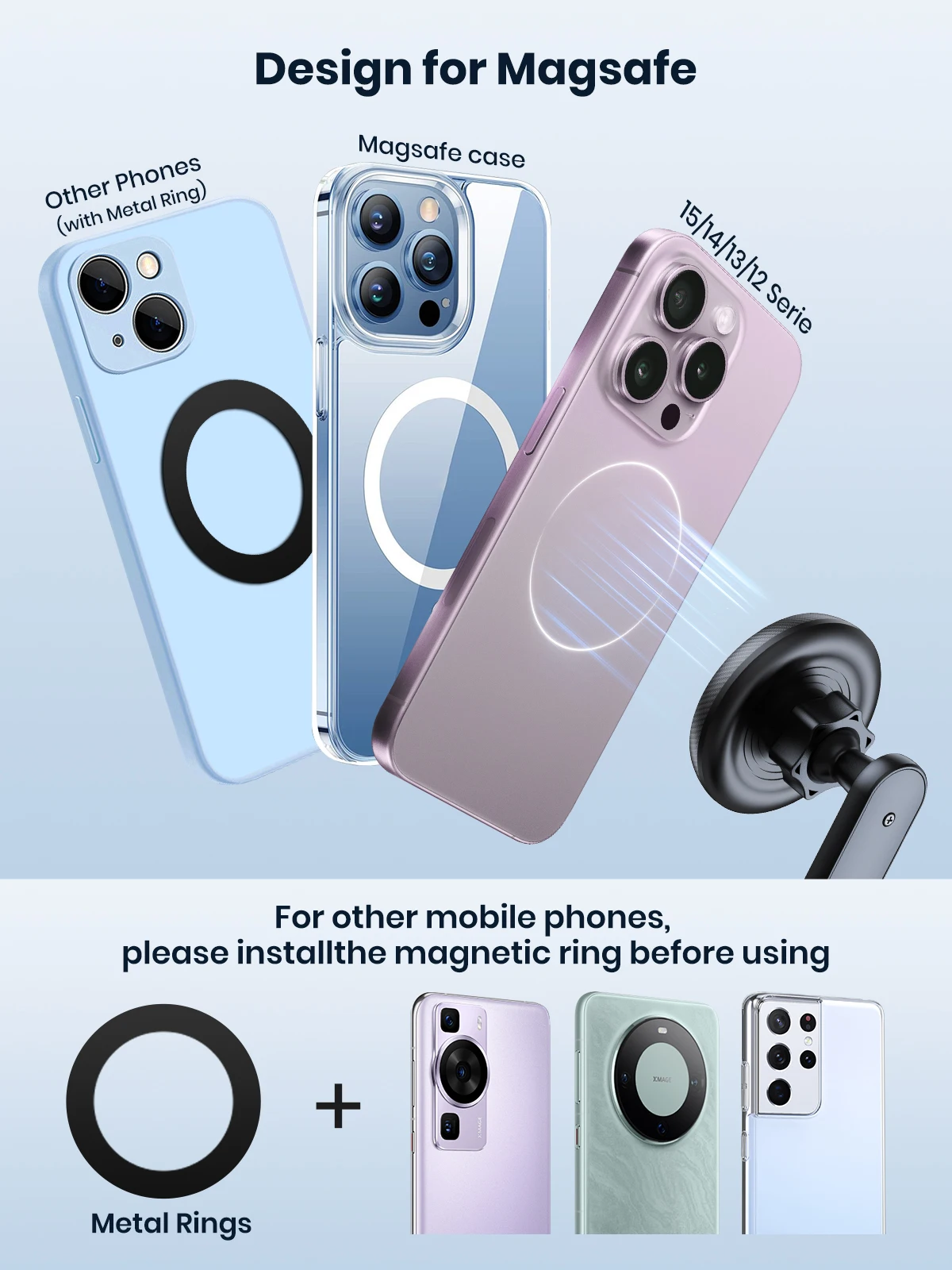 Fits MagSafe Car Phone Holder, Strong Magnetic Phone Holder for iPhone 15, Vent