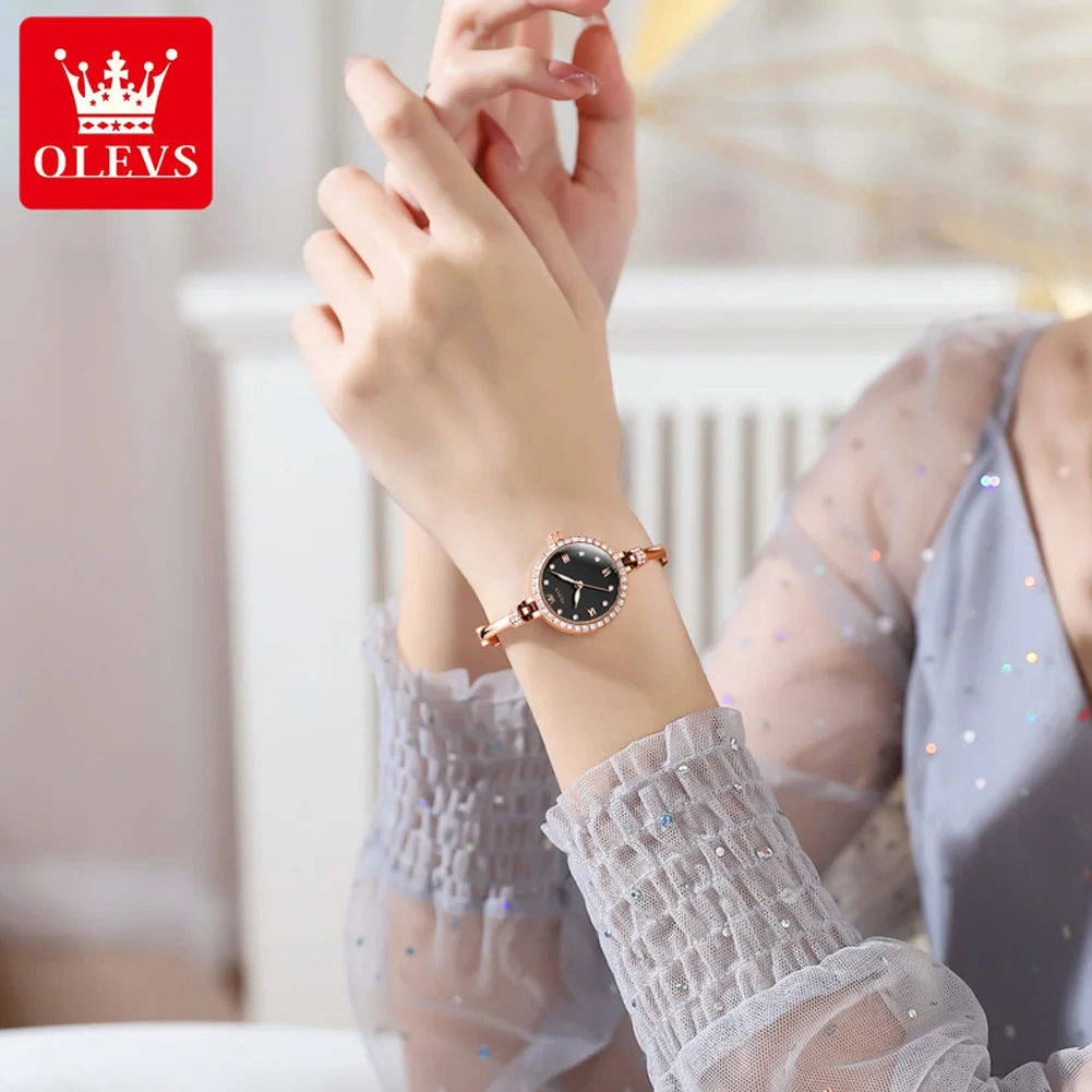 OLEVS 5585 Bracelet Quartz Watch for Women Ultra Thin Luxury Waterproof Wristwatch Diamond Dial Top Brand Female Watches Gifts