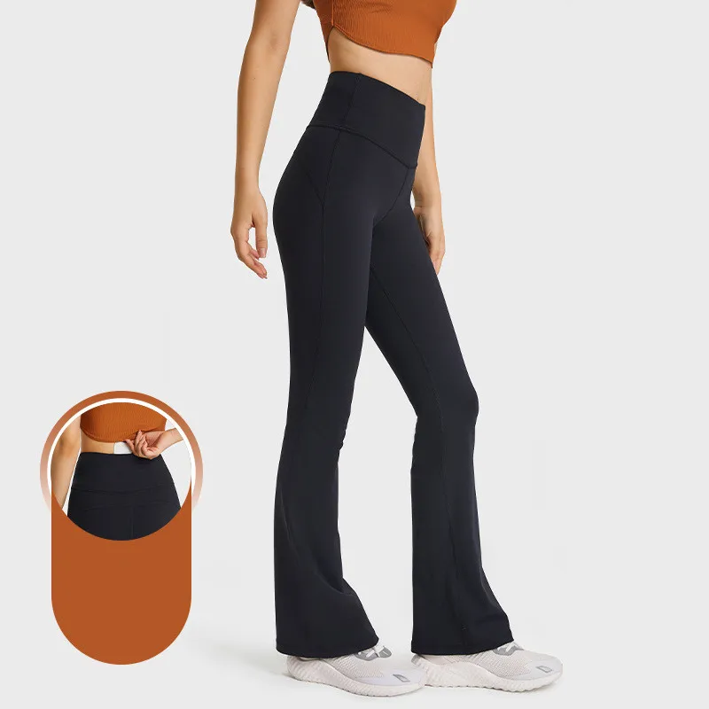 NWT Custom Logo 32 Women's Casual Bootleg Yoga Pants High Waisted Nylon  Workout Pants Flare Leggings with Hidden Pocket