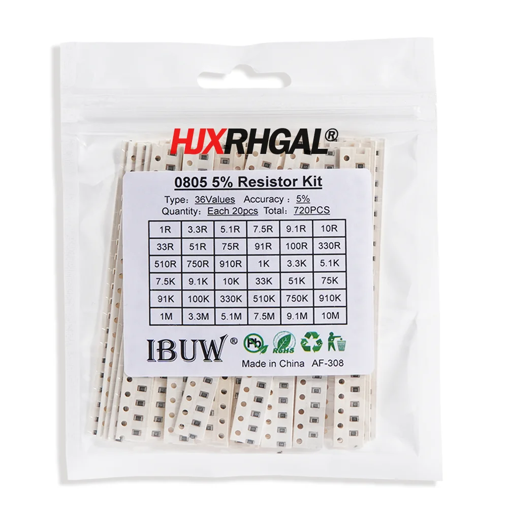 SMD Resistor 0402 0805 0603 1206 2512 1210 Assorted Kit Sample 10/20/33/36/60/80 Values 1K 10K 20K 100K 100 200 220 ohm