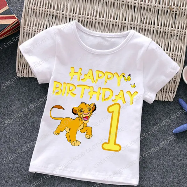 Lion King T-shirt Verjaardag Nummer 1-12 Jongen Meisje Kleding Disney Kid Tops Anime Cartoon Kleine Baby casual T-shirt - AliExpress