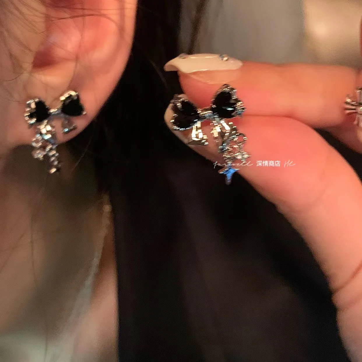 Fashion Bow Zircon Earrings for Women Fashion Cute Girls Bow Knot Crystal Personality Drop Earring Birthday Party Jewelry Gifts