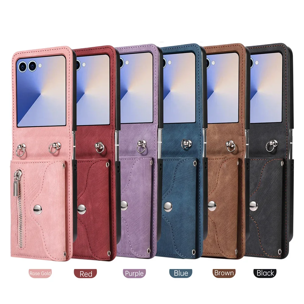 Elegant Leather Crossbody Zipper Wallet Phone Case with Card Holder
