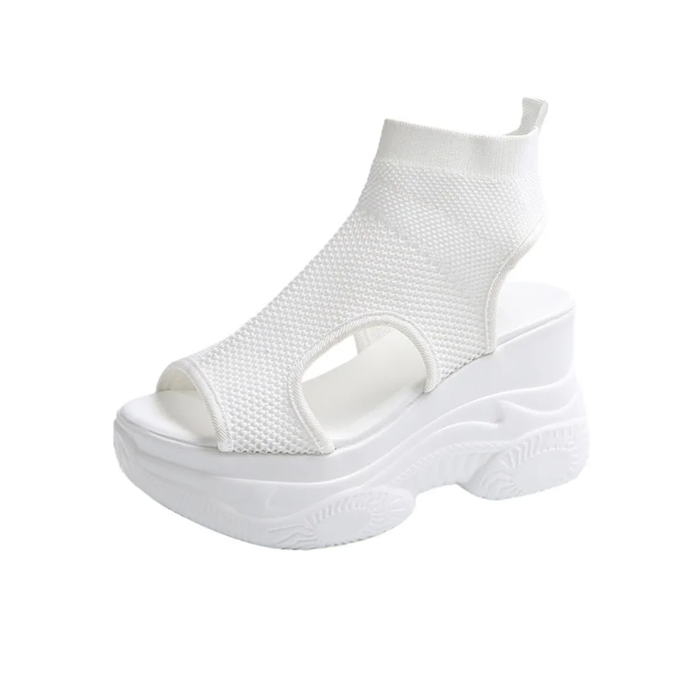 2025 New Summer Fashion Comfortable Round-toe Wedge Light Roman Sandals Non-slip Thick-soled Lace-up Casual Sneakers for Women