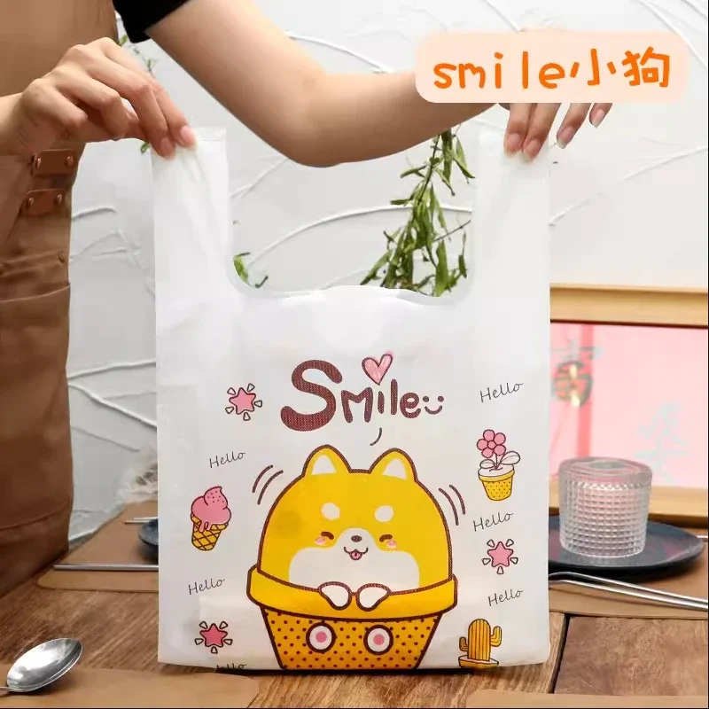

Cute Cartoon Fruit shopping Disposable Handbag Environmental Friendly Plastic Portable Supermarket takeout Bag Daily handle Bags