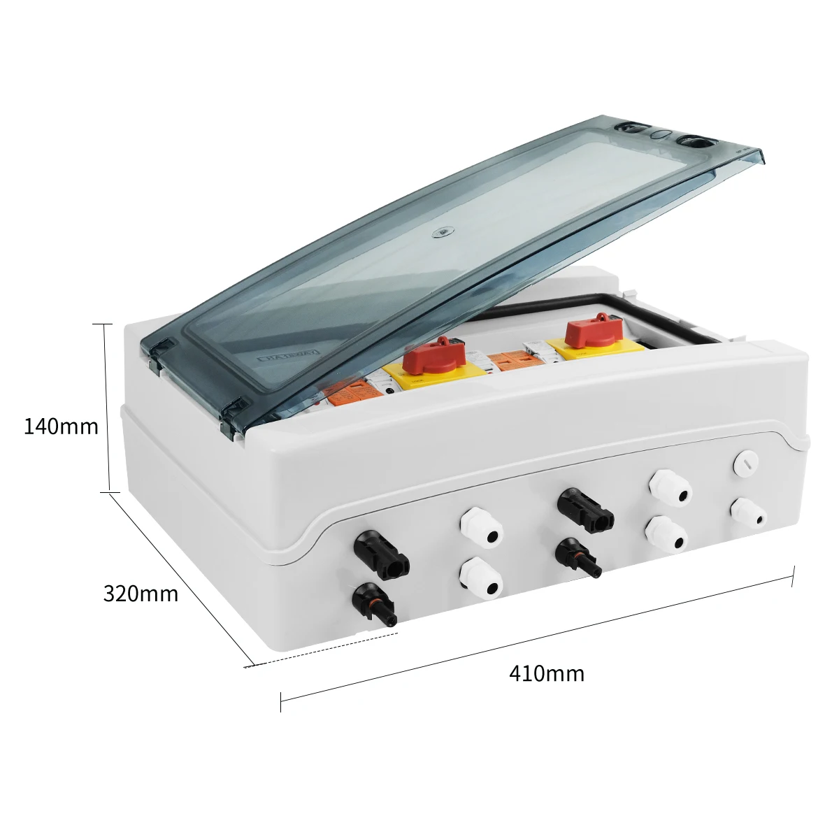 Solar photovoltaic PV Combiner Box Lightning Protection 2 input 2 out DC 1000V Fuse MCB SPD Waterproof Box IP65 18ways