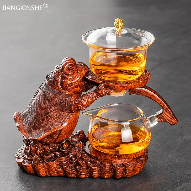 Automatic Teapot Tea Infuser Magnetic Water Diversion Heat-resistant Kungfu Tea Drinking Creative GlassTea Set