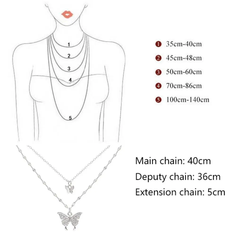 Double Layer Shiny Butterfly Necklace Exquisite Classic Small Pendant Necklace Jewelry Light Luxury Clavicle Chain Ladies Gift 6