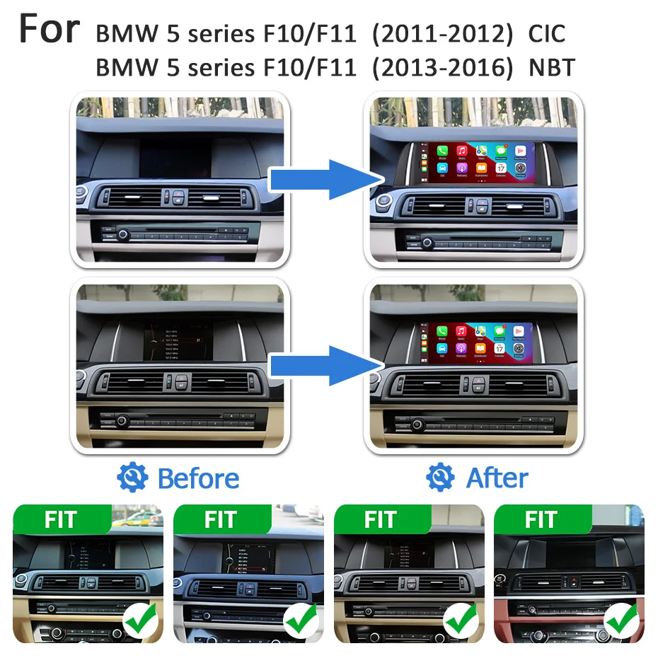 Pantalla estéreo inalámbrica CarPlay Android Auto de 10.25'' estilo original para BMW Serie 5 F10 F11 2011-2016, radio para coche, reproductor multimedia GPS, Autolink, Airplay, Mirror Link 2