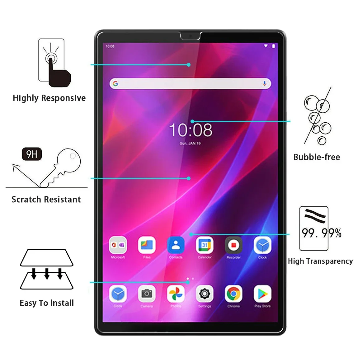 Screen Protector For Lenovo Tab K10 10.3' Tablet Protective Film Tempered Glass For Lenovo Tab K10 TB-X6C6F TB-X6C6X TB-X6C6NBF 3