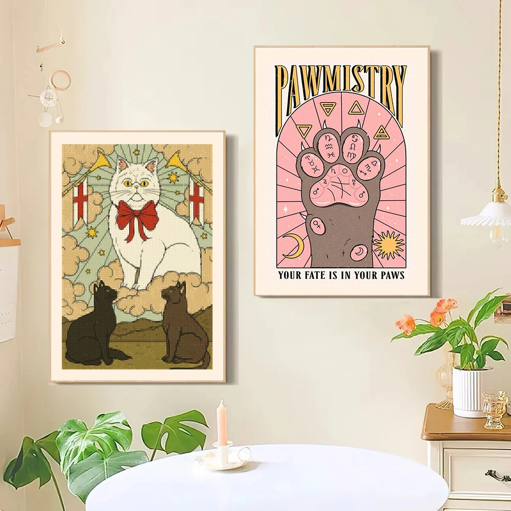 Cartoon Raccoon Cat Diamond Painting Tarot Retro Poster Full Of Diamonds DIY Mosaic Embroidery Handmade New Product Promotion diamond painting