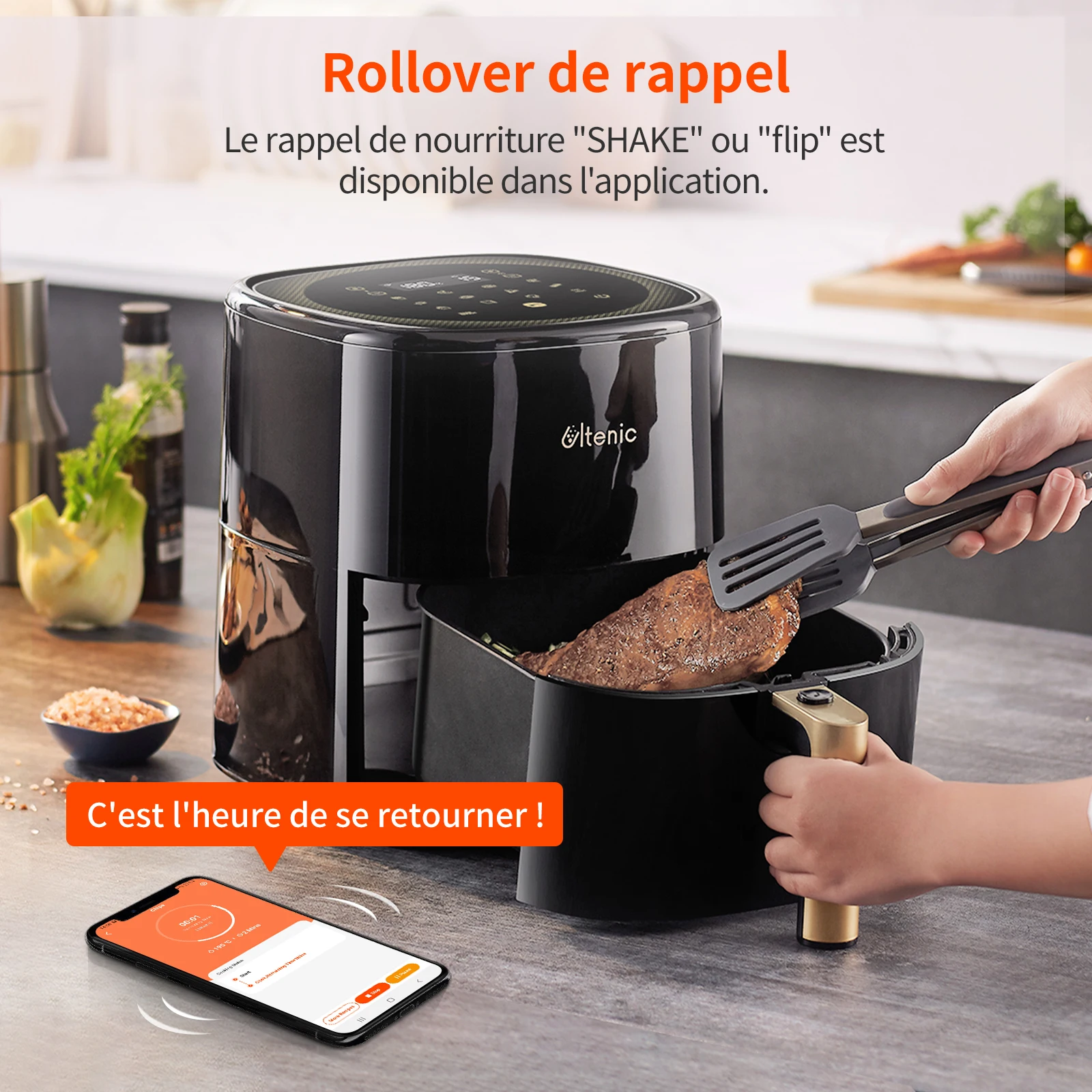 Ultenic K10 Friteuse à air chaud électrique sans huile, application  intelligente commande, sans huile, poêle pour frites, cuisine 5L air fryer  fryér airfryer grille