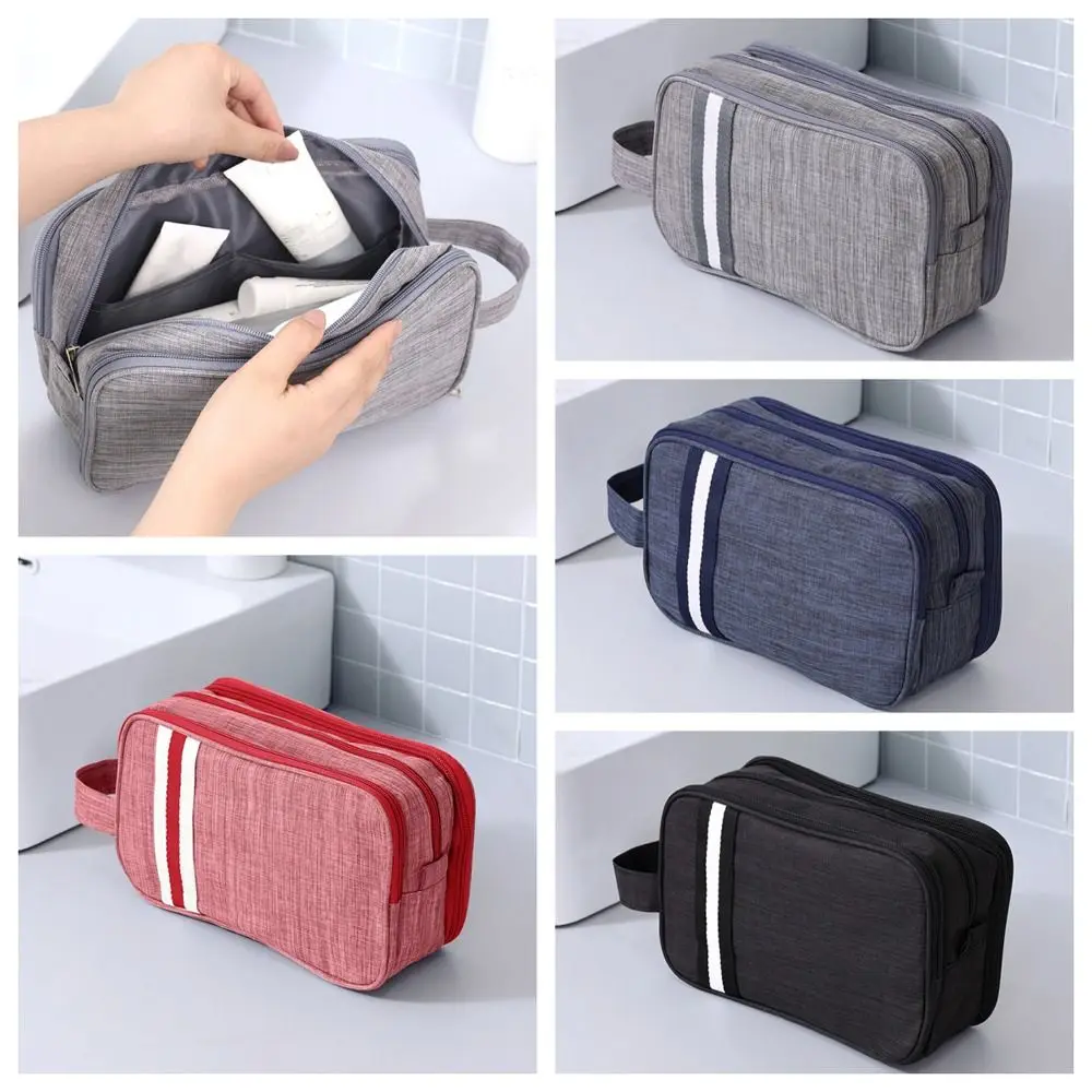 

Двухслойная нейлоновая косметичка для макияжа, портативный дорожный Органайзер большой емкости с разделением полосок для сухой и влажной уборки
