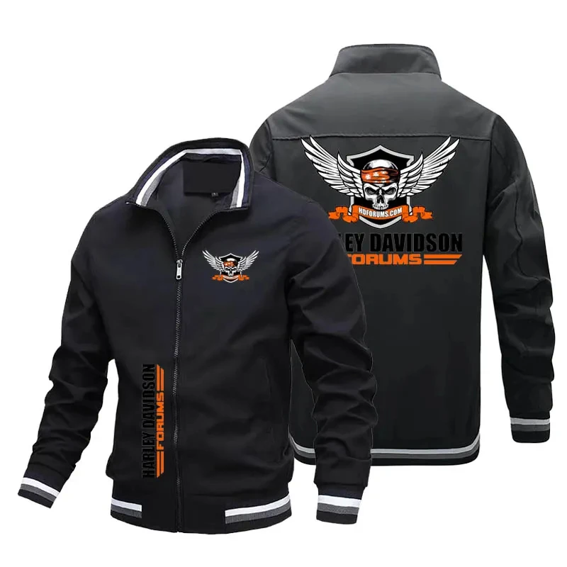 Large sports jacket with men's racing logo, high-quality, fashionable, casual jacket with motorcycle print, 2024
