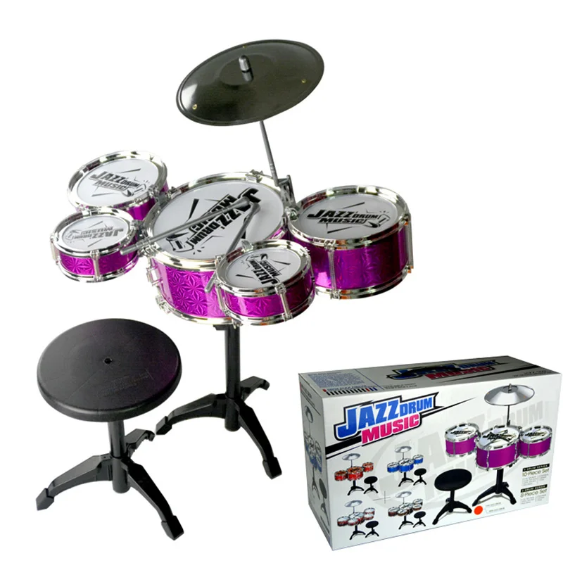 Kids Boy Girl Music 5pcs/set Drum Set With Stool Musical Instrument Toys Playset