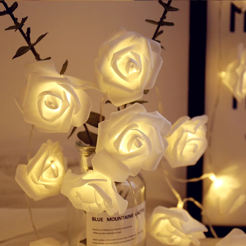 2M Artificial Rose/Sakura Flowers Vine String Lights Wedding Garden Rose Arch Home Decoration Bridal Fake Silk Scrapbook Plants