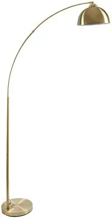 

Floor Lamp, 79" Height Gold Brass Floor Lamp Curved, and Metal Dome Shade with Glossy White Interior Perfect for Living Room Que