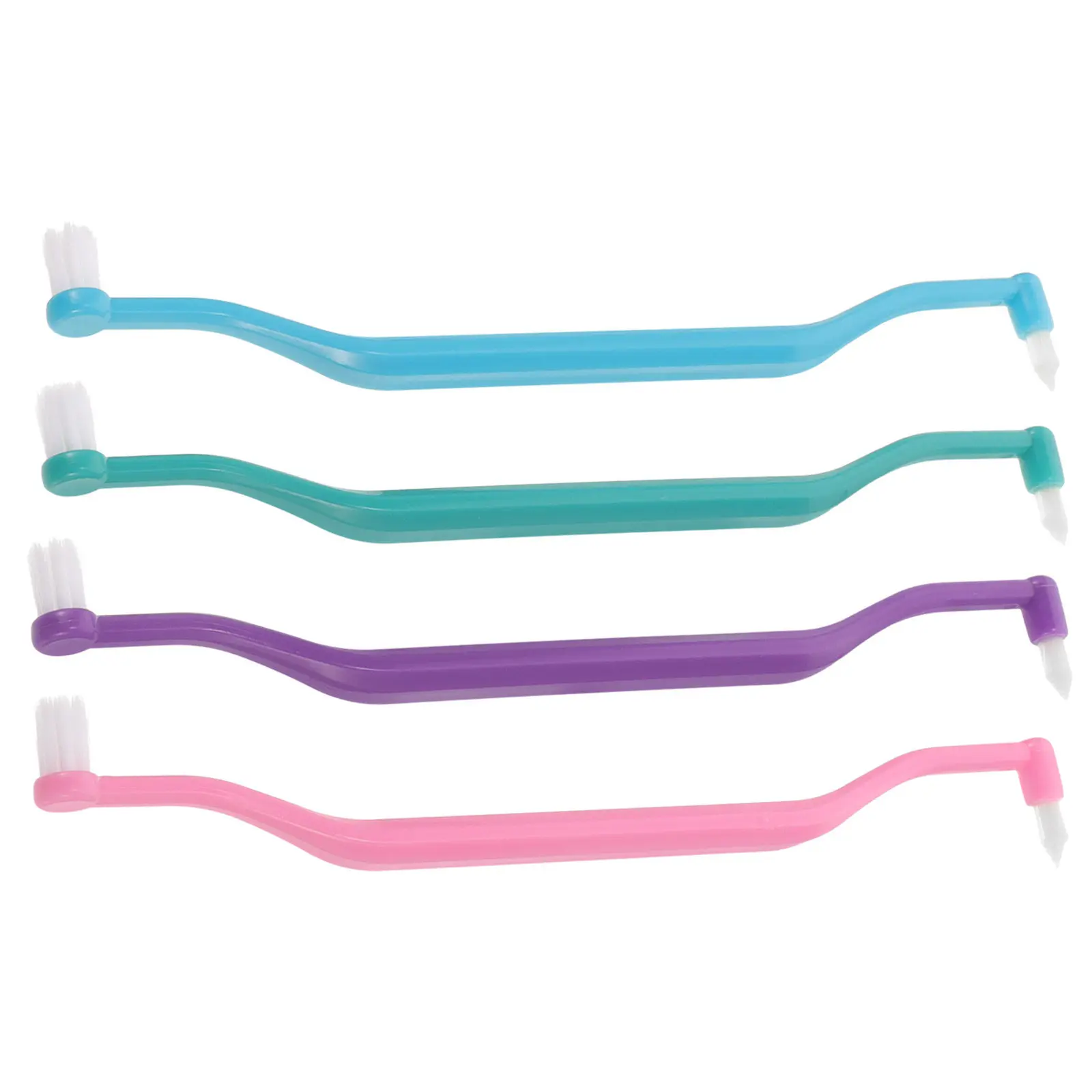 4개입 듀얼 헤드 칫솔 세트, 내마모성 테이퍼형 칫솔모, 교정기 및 치아간 세정..