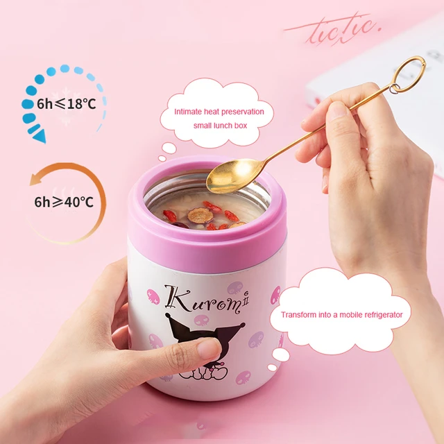 Cute Cartoon Kitty Cat Braised Beaker Thermos Cup with Spoon with Handle  316 Stainless Steel Portable Girls Lunch Box - AliExpress