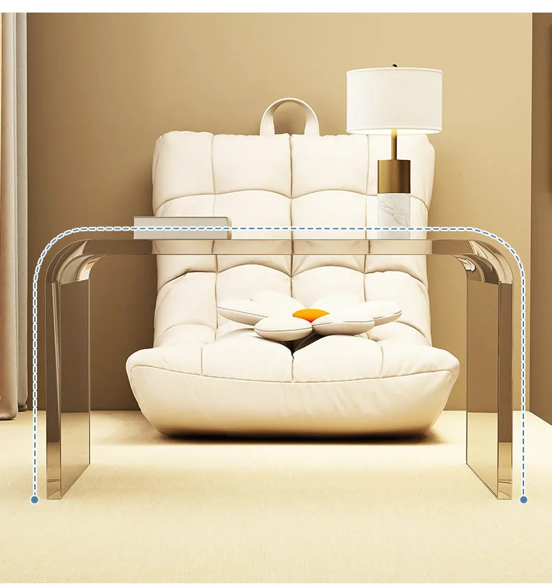 Description Picture 6 of itemNewest Acrylic Transparent Bed Corner Table Nordic C- Shaped Coffee Table Living Room Side Table Light Luxury Sofa Side Table