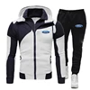 Men Fashion leisure Spring Autumn Matching Ford Logo Hoodie Tracksuit Hooded + Pants pair double Zipper Two-piece Suits 1