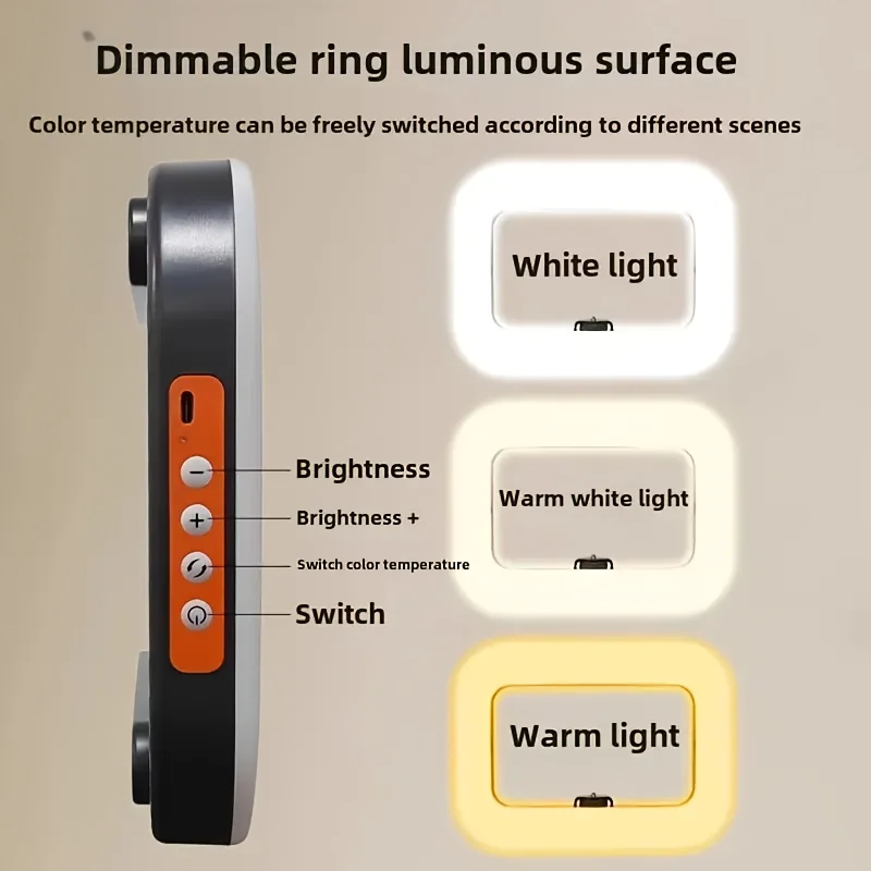 Portable Handheld LED Ring Fill Light USB Rechargeable Selfie Lamp for Phone Camera Makeup Live Broadcast Tiktok YouTube Video