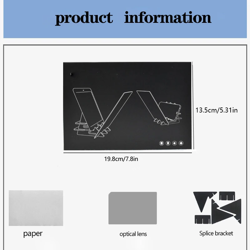 Optical Drawing Board Painting Projection Copying Board Sketching Tool  Acrylic Transparent Board Mobile/Phone Tablet Holder Optical Reflection