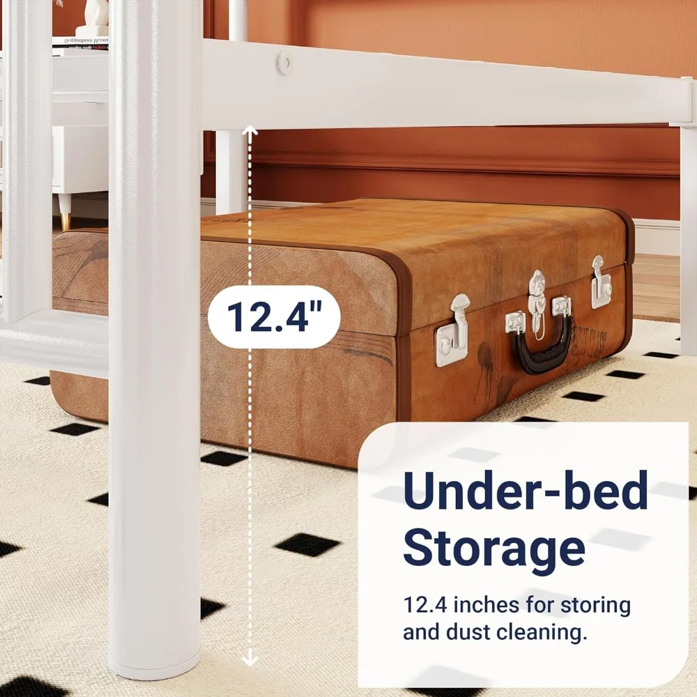 Twin Size Metal Platform Bed Frame with Victorian Vintage Headboard and Footboard Mattress Foundation Under Bed Storage