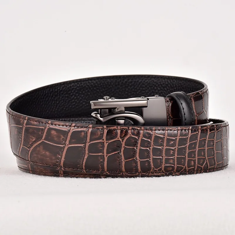 Automatic buckle black with crocodile pattern Brown