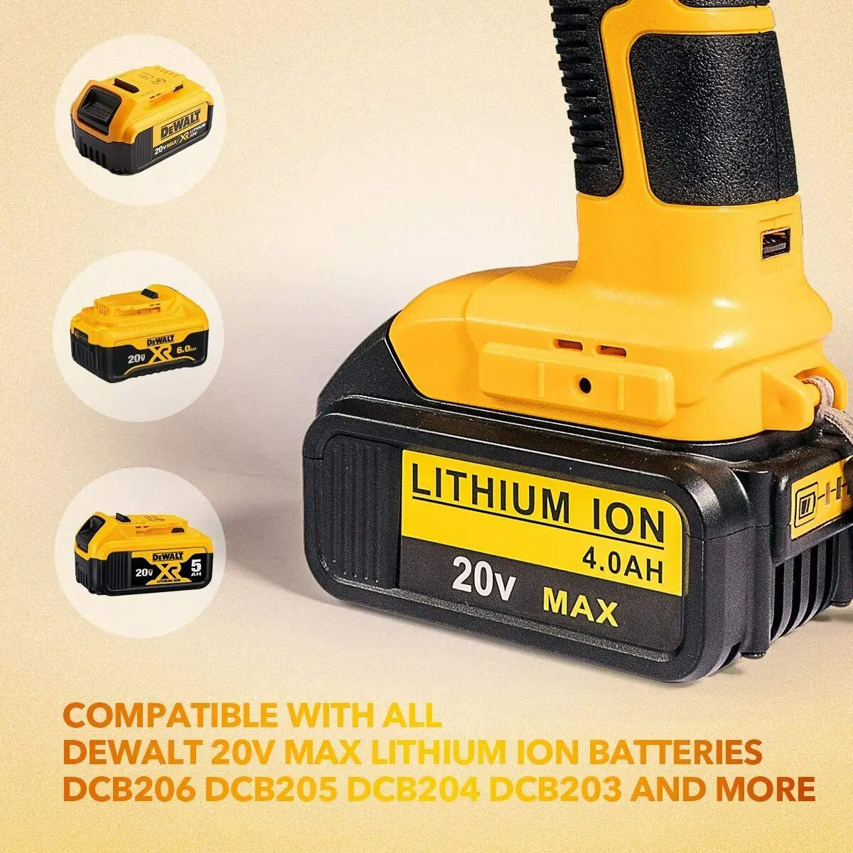 1120LM LED Work Light Flashlight 12W Spotlight For DeWalt 20V MAX Li-Ion Battery