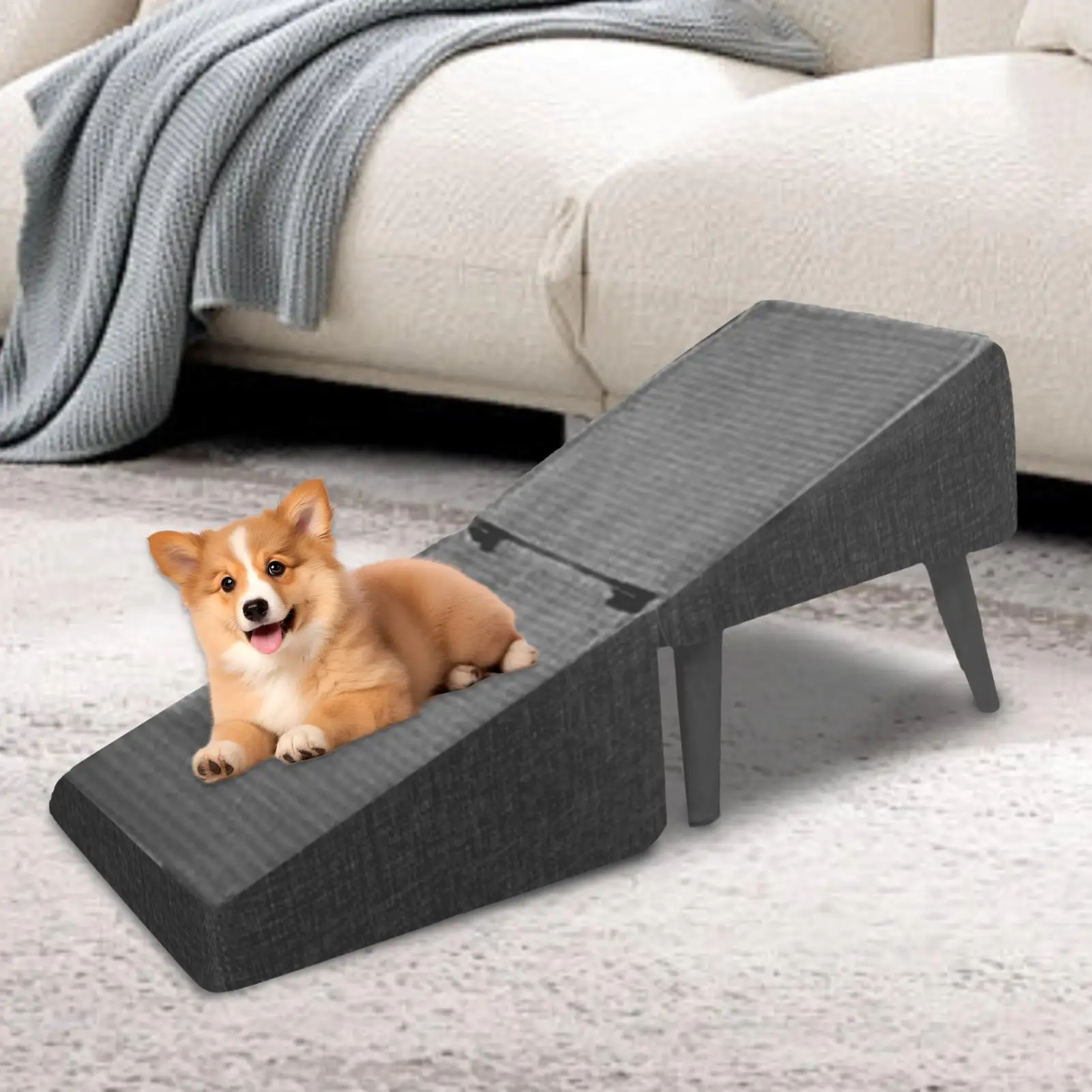 Pet stairs split dog stairs multifunctional non-slip pet stair stool ramp dual-purpose wooden footstool for small dogs cats pets