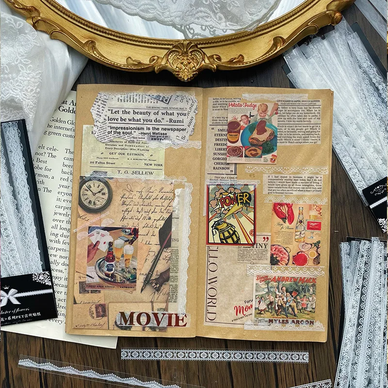 Office School Supplies Flower Lace Stationery Sticker Gift Pack Creative Handbook Stickers Kawai Lovely Gift School Wholesale